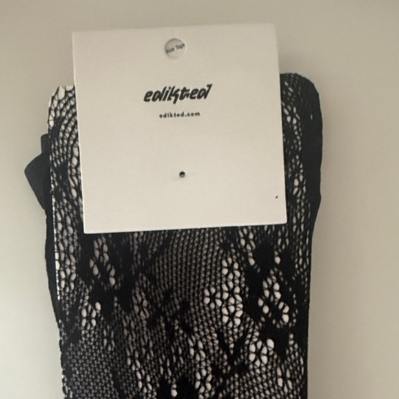 Edikted Black Floral Lace Tights - Picture 4 of 5